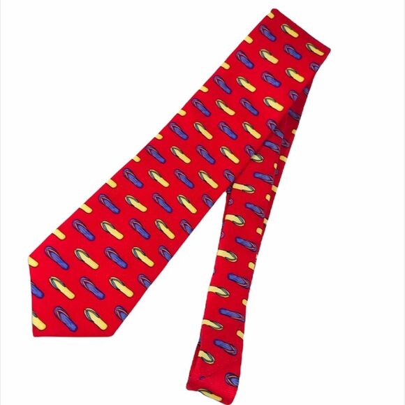 Cape Cod Neckwear Flip Flops Tie Red Yellow Purple - Picture 2 of 6